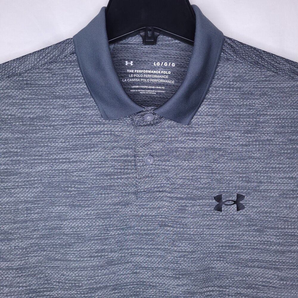 Under Armour Performance Polo Mens Large Gray Short Sleeve